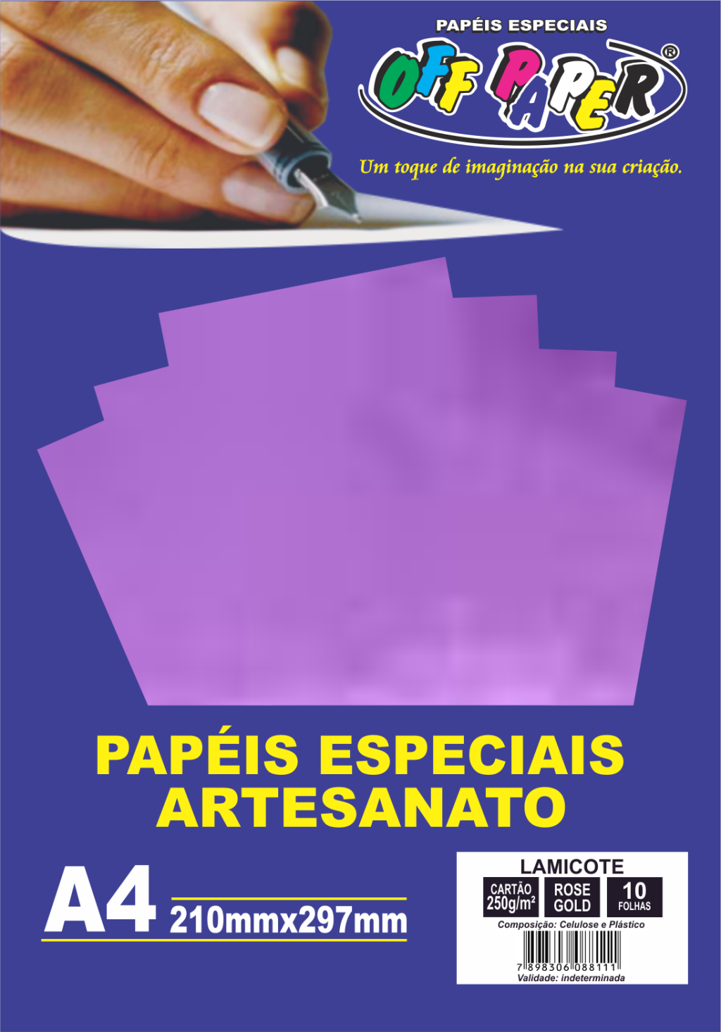 PAPEL LAMICOTE ROSE GOLD 250G C/10 FOLHAS OFFPAPER