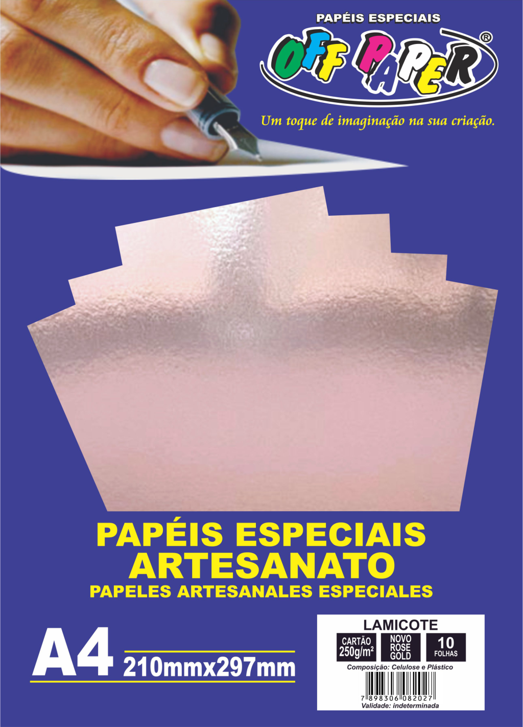 PAPEL LAMICOTE NOVO ROSE GOLD 250G C/10 FOLHAS OFFPAPER