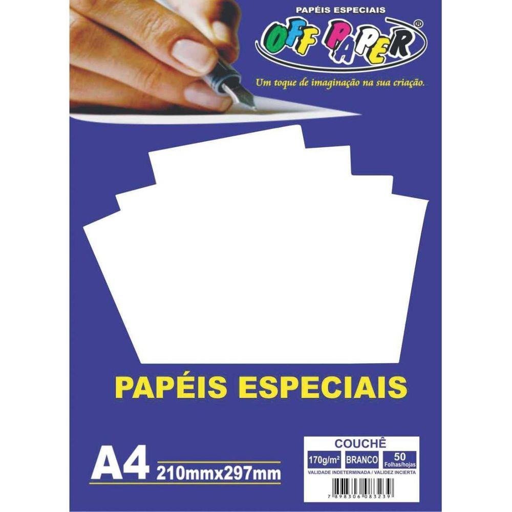 PAPEL COUCHÊ BRANCO 170G C/50 FOLHAS OFFPAPER