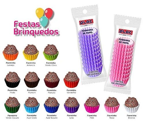 FORMINHA DE BRIGADEIRO - C/100 (ROSA, AZUL E BRANCA)