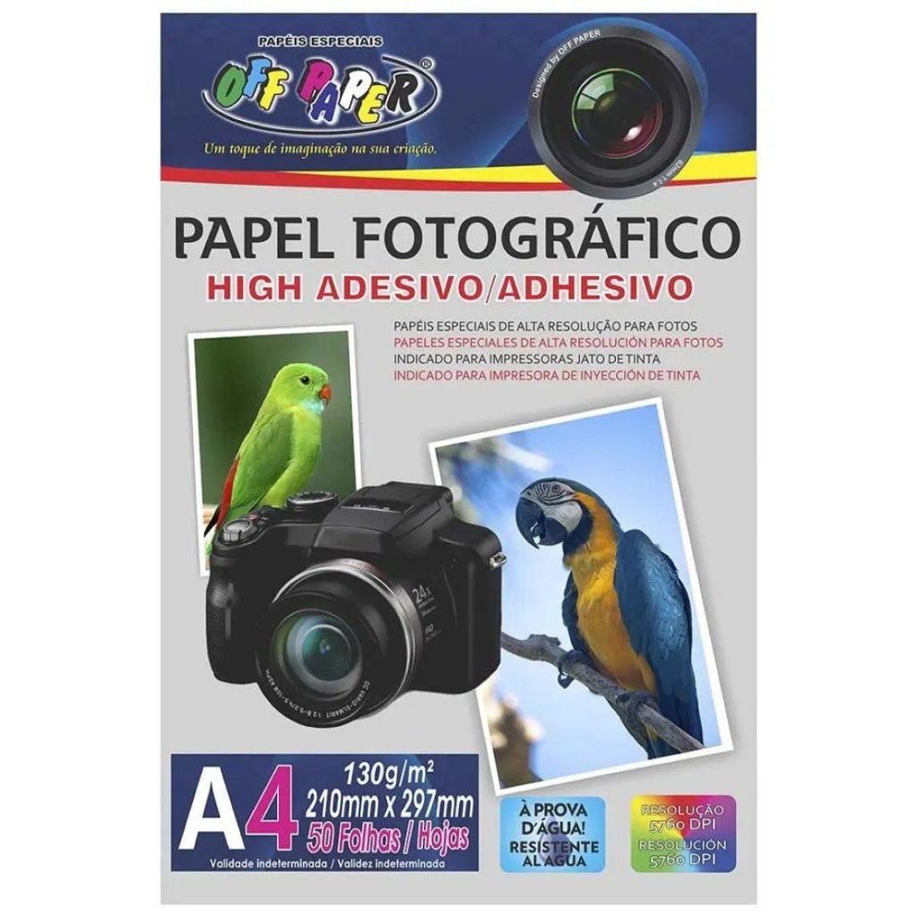 PAPEL FOTOGRÁFICO HIGH ADESIVO - 50 FOLHAS (130G)
