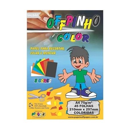 PAPEL OFFPINHO COLOR 75G C/45 FOLHAS COLORIDAS