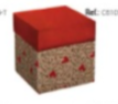 CAIXA DE PRESENTE QUADRADA CORAÇÕES KRAFT M (14,5X14,5X15,5CM)