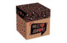 CAIXA DE PRESENTE QUADRADA MUITO AMOR M (14,5X14,5X15,5CM)