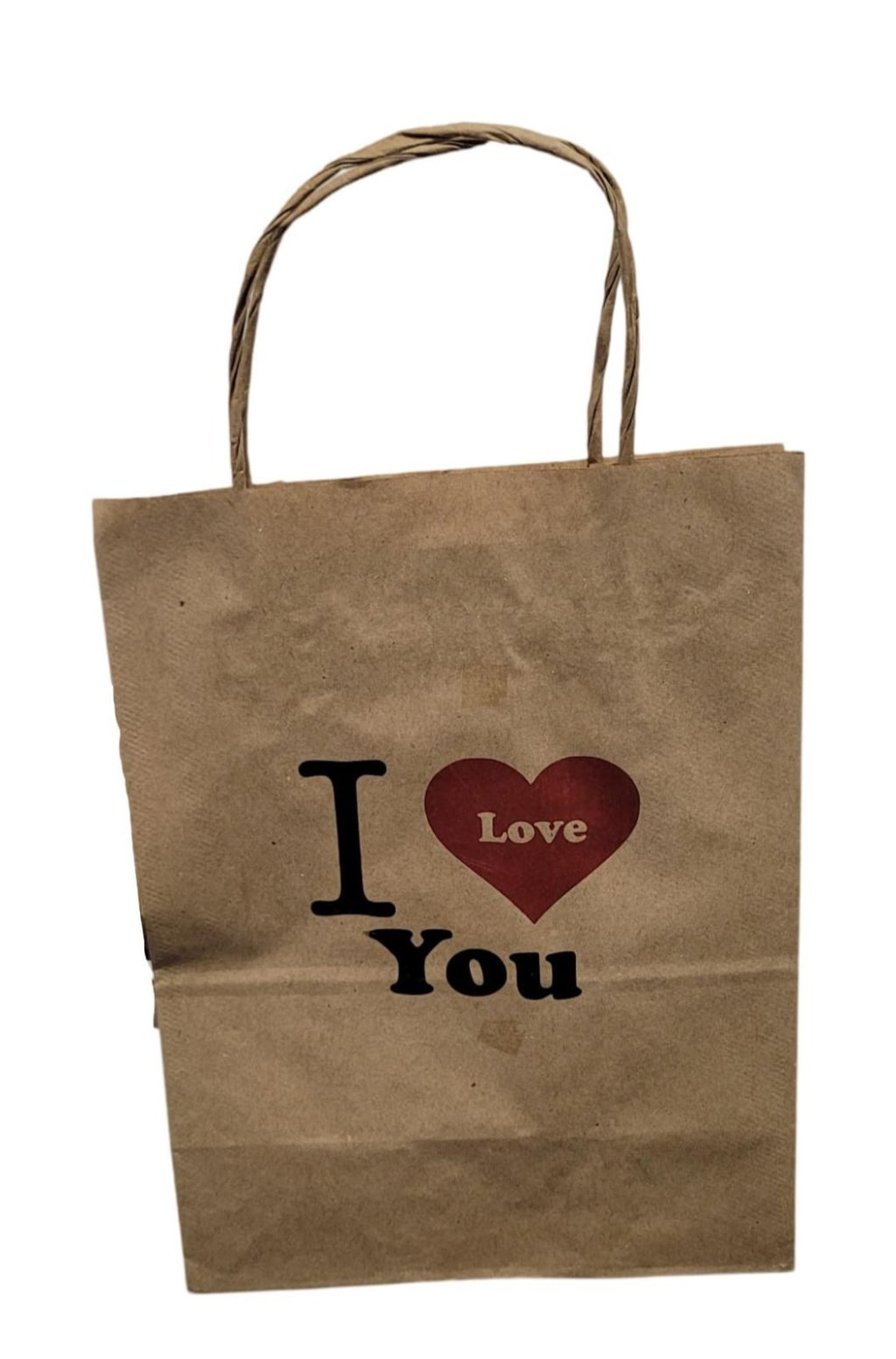 SACOLA KRAFT - I LOVE YOU 24X10X17,5CM