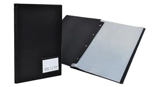 PASTA CATALOGO PVC COM VISOR PRETA - 50 ENVELOPES -(8x245x335mm)