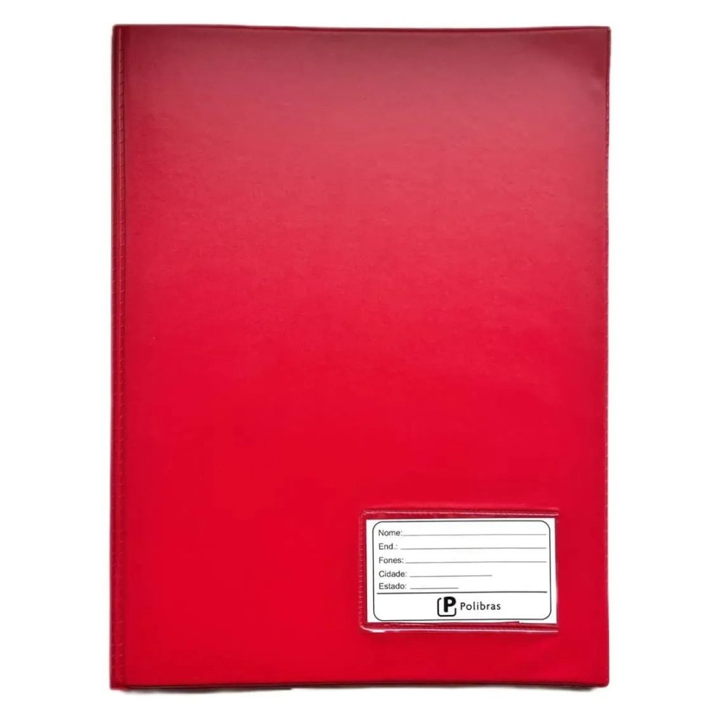 PASTA CATALOGO PVC COM VISOR VERMELHO - 50 ENVELOPES -(8x245x335mm)