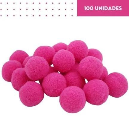 POMPOM 14 MM COM 100 UNIDADES PINK 