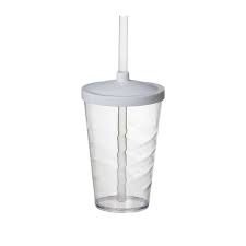 COPO FEST C/TAMPA E CANUDO 400ML TRANSPARENTE