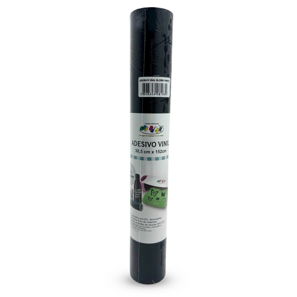 ADESIVO VINIL GLOSSY PRETO - 30,5X152CM