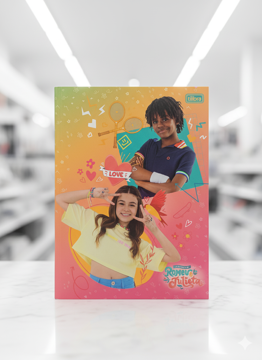 CADERNO BROCHURA GRANDE ROMEU E JULIETA - 80 FOLHAS 