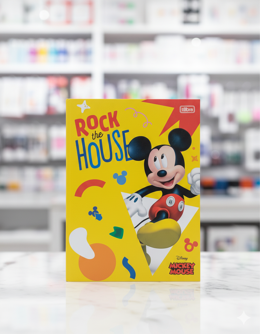 CADERNO BROCHURA GRANDE MICKEY MOUSE - 80 FOLHAS