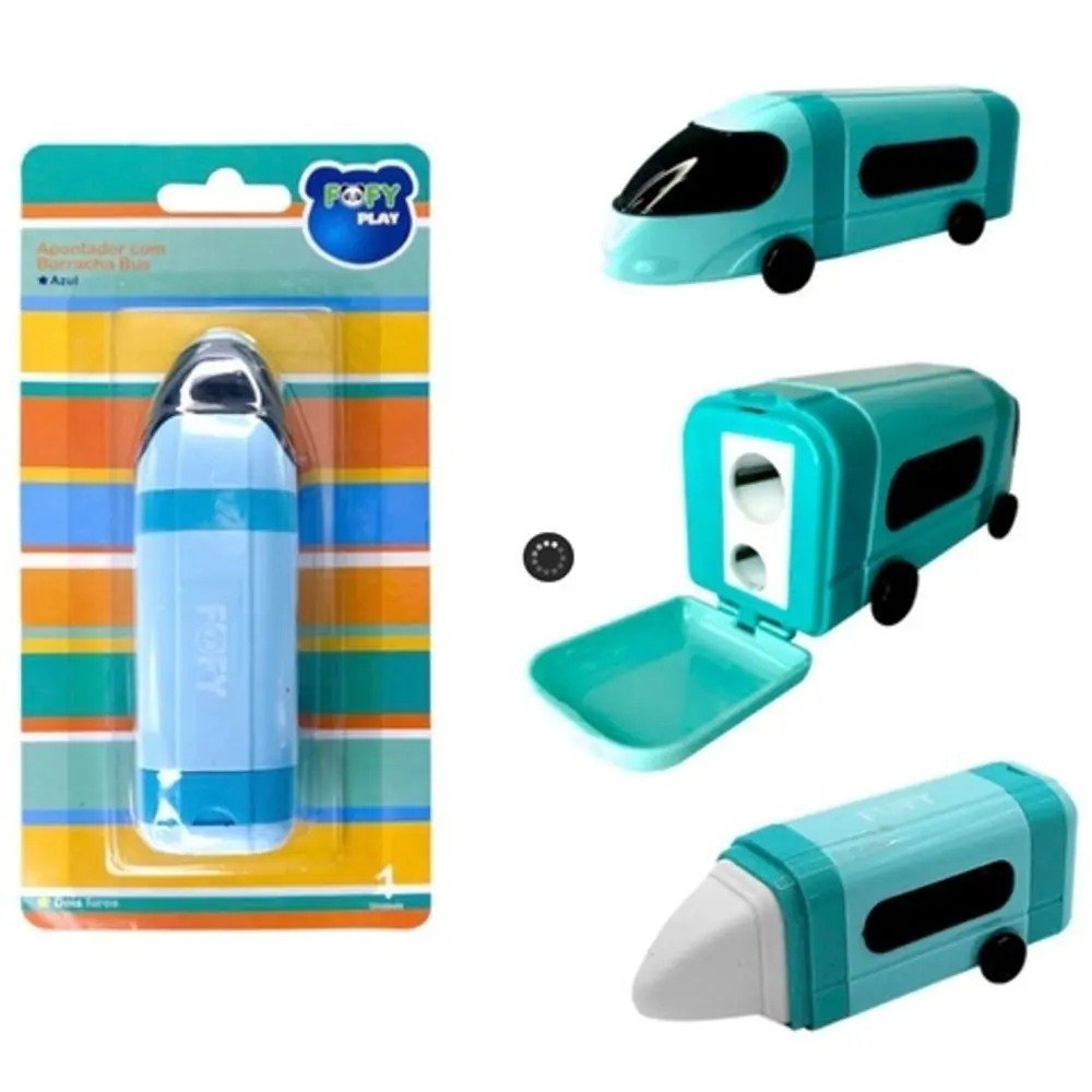APONTADOR COM BORRACHA BUS AZUL