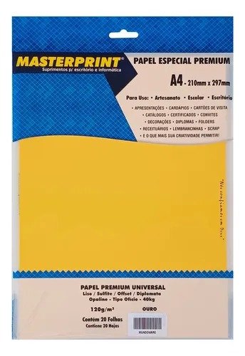 PAPEL COLOR PLUS AZUL 120G C/20 FOLHAS MASTERPRINT