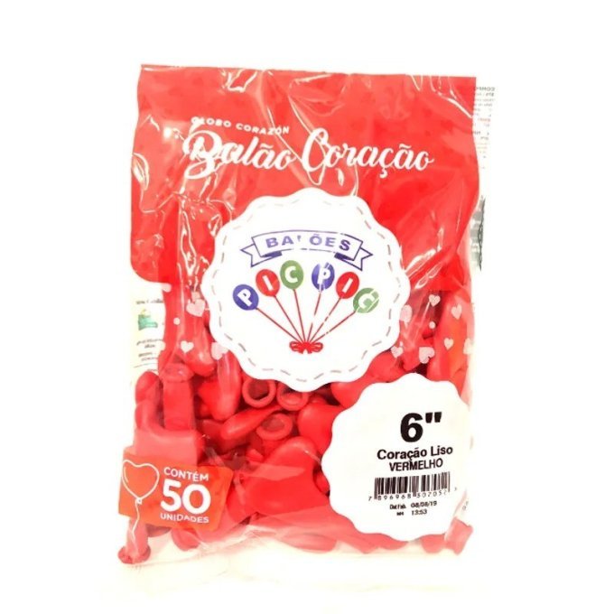 BEXIGA DE CORAÇÃO N 6 COM 50 UNID