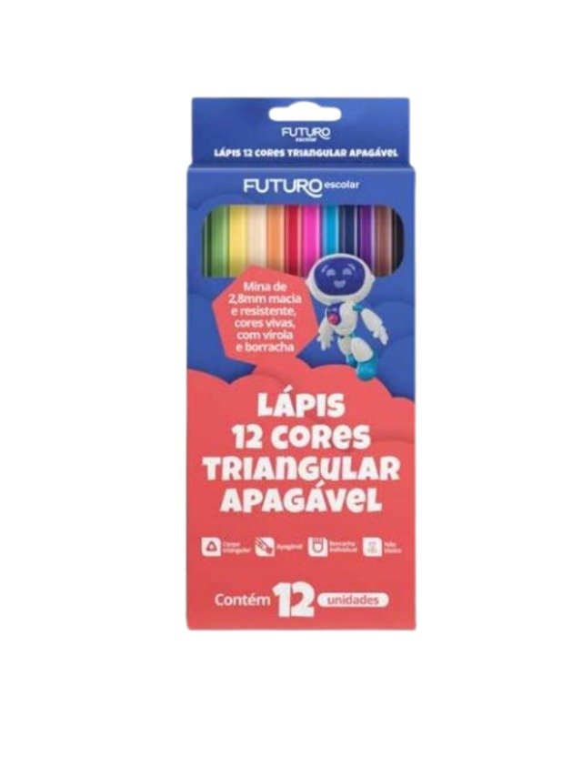 LÁPIS 12 CORES MADEIRA TRIANGULAR AQUARELÁVEL