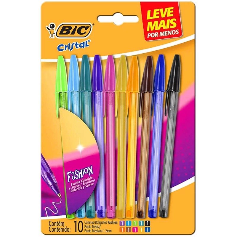 CANETA BIC CRISTAL FASHION C/10