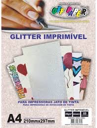 PAPEL GLITTER IMPRIMÍVEL  250g/m² 10 FOLHAS