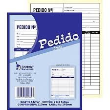 TALÃO DE PEDIDO (1 VIA) - SULFITE 56G - CONTÉM: 50 FOLHAS - COMPRIMENTO: 155MM - LARGURA: 108MM