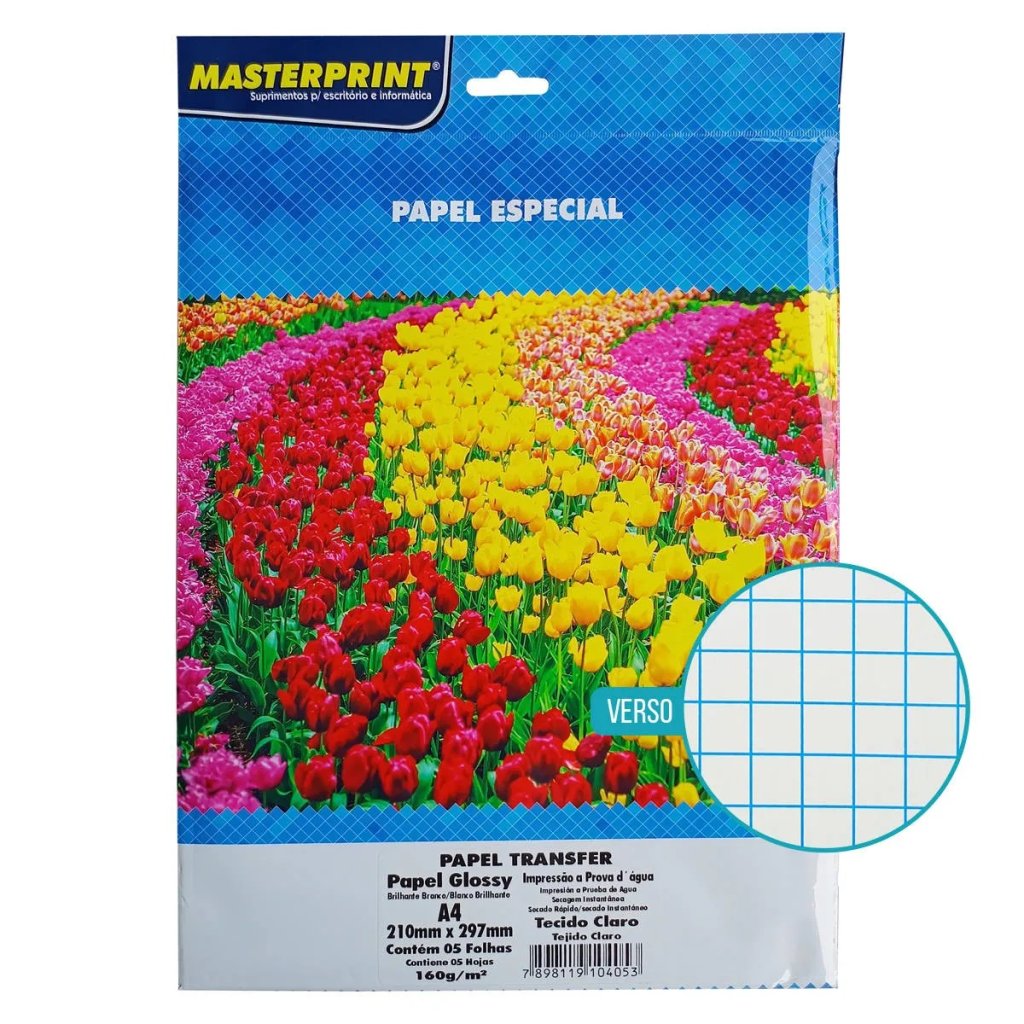 PAPEL TRANSFER PARA TECIDO CLARO C/5 FOLHAS