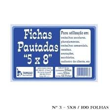 FICHAS PAUTADAS 230mm X 127mm C/100 FOLHAS
