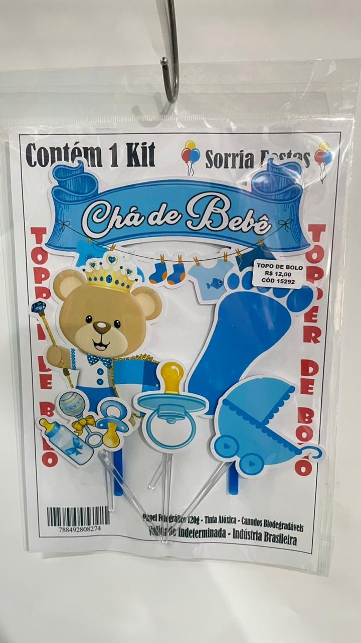 TOPO DE BOLO - CHÁ E BEBÊ MENINO