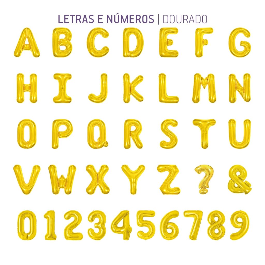 BALÃO DE LETRA METALIZADO DOURADO 75CM