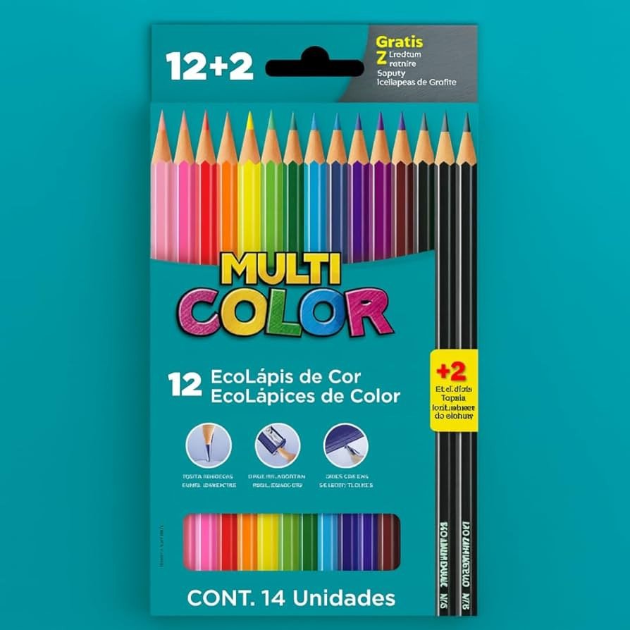 ECOLAPIS MULTI COLOR 12UN+2 PRETOS