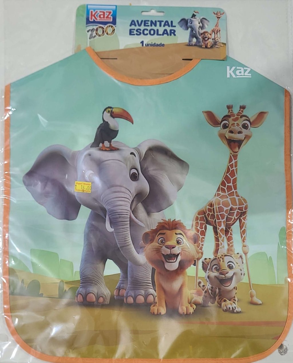 AVENTAL ZOO ESCOLAR INFANTIL KAZ
