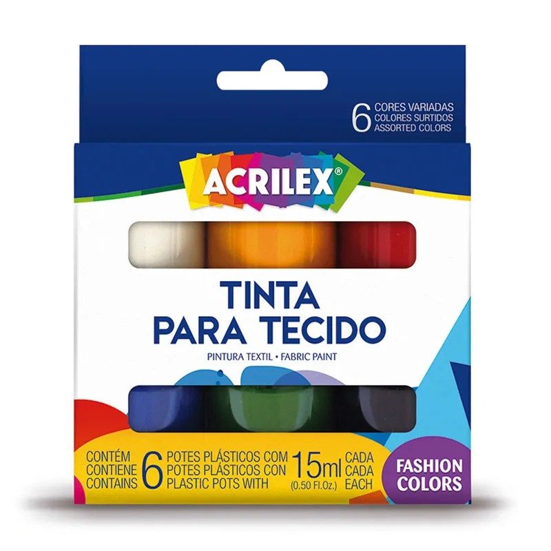 TINTA PARA TECIDO ACRILEX  - 6 CORES VARIADAS