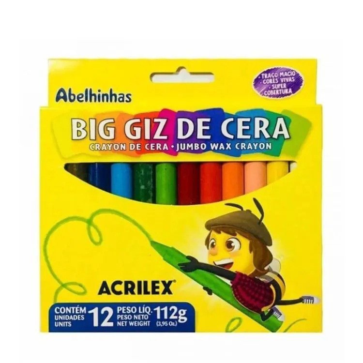 BIG GIZ DE CERA JUMBO - 12 CORES ACRILEX