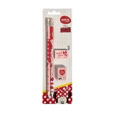 KIT LAPIS, BORRACHA E APONTADOR MINNIE