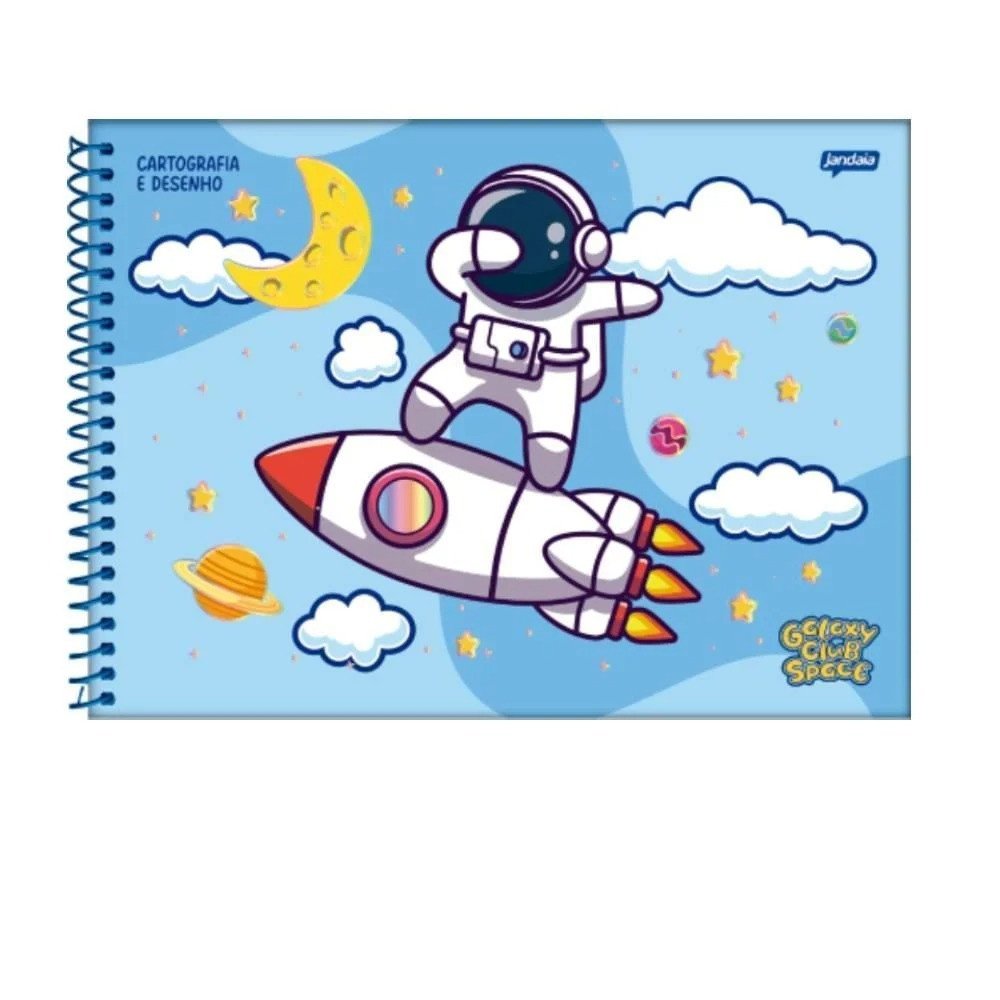 CADERNO DE DESENHO ESPIRAL GALAXY CLUB 80FLHS