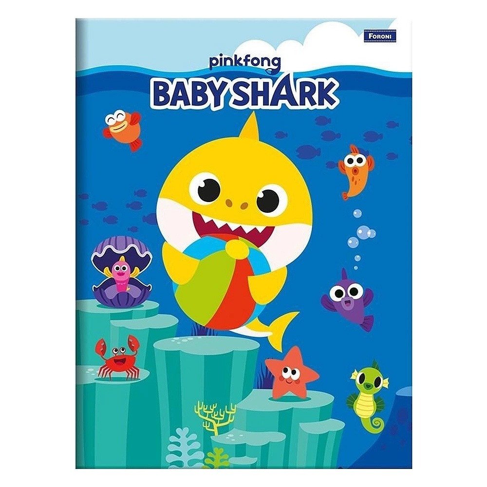 CADERNO BROCHURA GRANDE BABY SHARK - 96 FOLHAS
