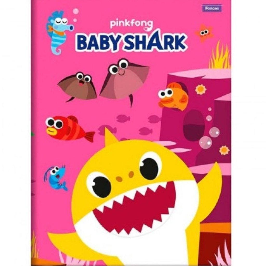 CADERNO BROCHURA GRANDE BABY SHARK - 96 FOLHAS