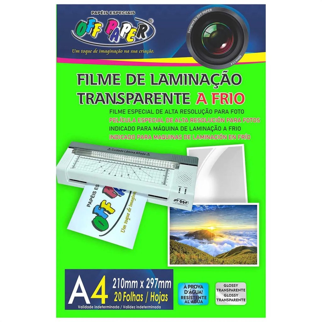 FILME DE LAMINAÇÃO TRANSPARENTE A FRIO (20 FOLHAS)