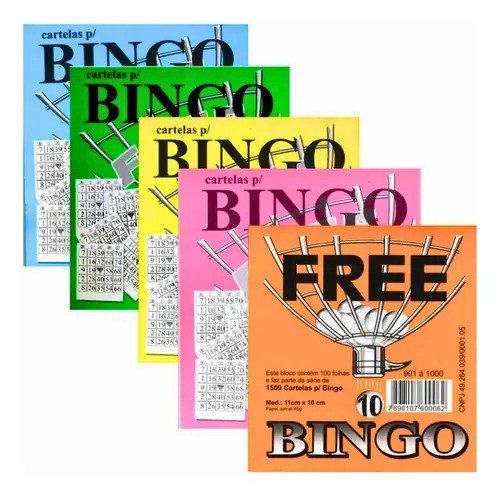 CARTELA DE BINGO - MED 11CM x 10CM (100 FOLHAS)