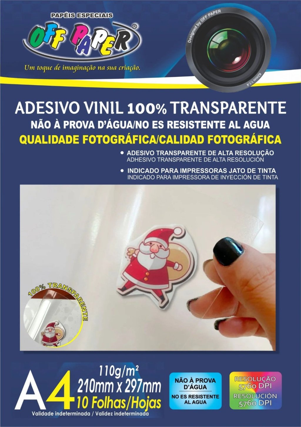 ADESIVO VINIL 100% TRANSPARENTE - 10 FOLHAS (110g/m²)
