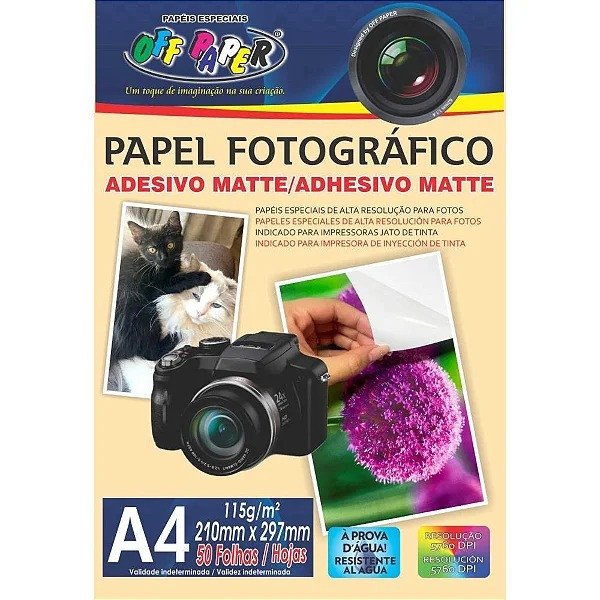 PAPEL FOTOGRÁFICO ADESIVO MATTE 115g/m² C/50 OFFPAPER