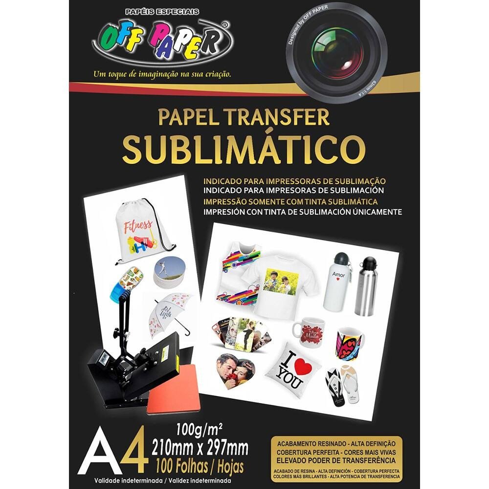 PAPEL TRANSFER SUBLIMÁTICO A4 - 100g (100 FOLHAS)