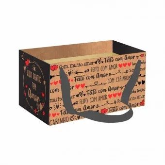 CESTA DECORADA AQUI DENTRO TEM AMOR (20x12x10CM)