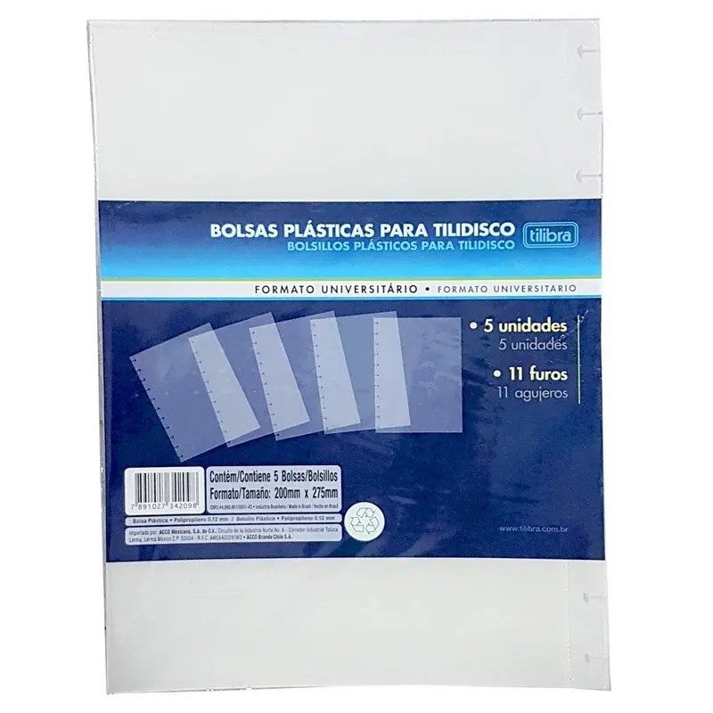 BOLSAS PLÁSTICAS PARA CADERNO DISCO - 11 FUROS