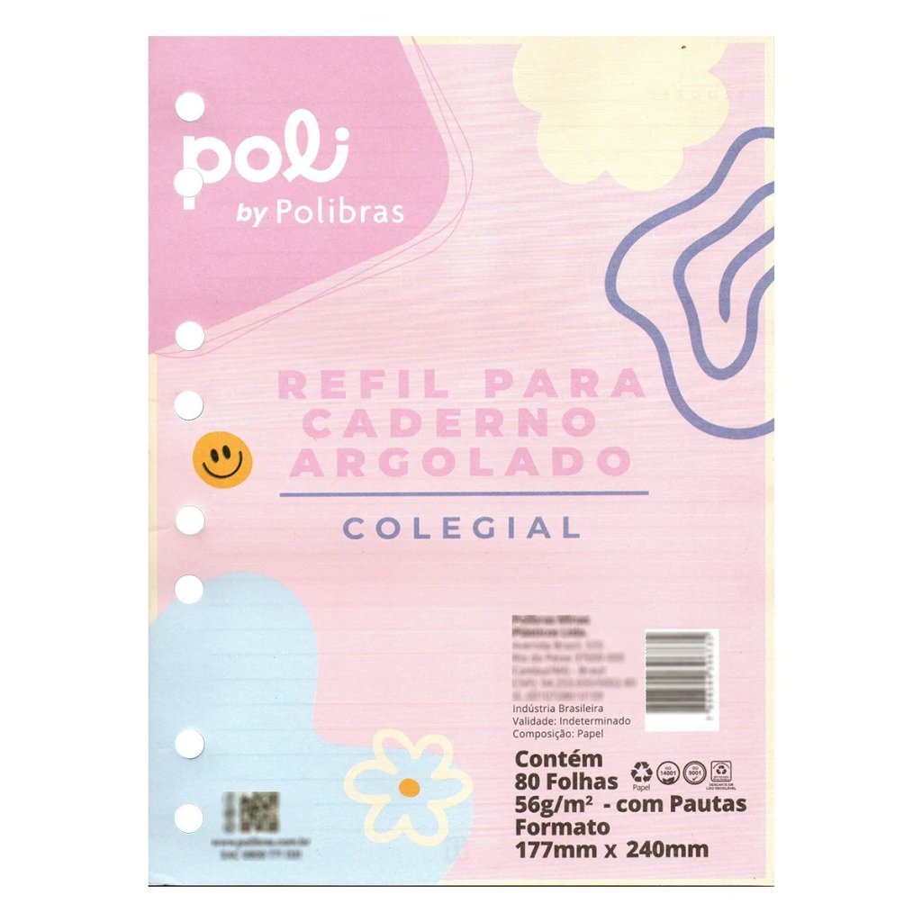 REFIL PARA CADERNO ARGOLADO COLEGIAL - 80 FOLHAS