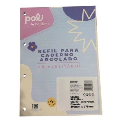 REFIL PARA CADERNO ARGOLADO UNIVERSITÁRIO - 96 FOLHAS