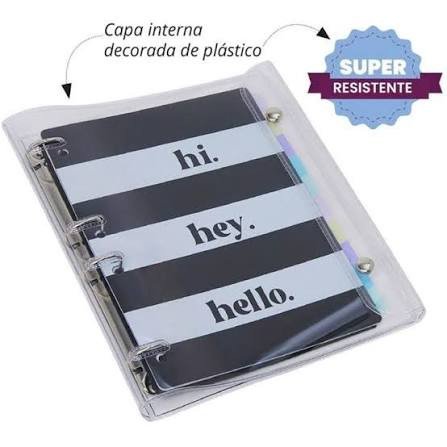 CADERNO ARGOLADO COLEGIAL PVC - 80 FOLHAS INTERNAS; 10 DIVISÓRIAS COLORIDAS; 1 SUPORTE SMARTPHONE