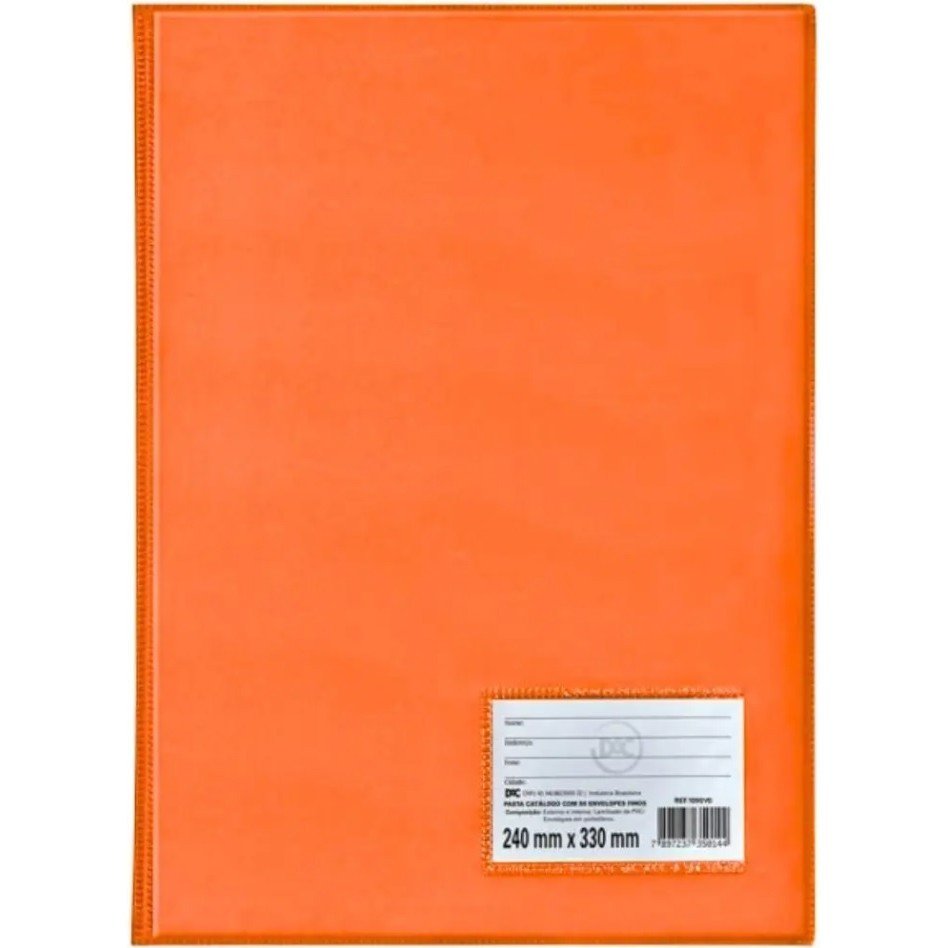 PASTA CATALOGO PVC COM VISOR LARANJA - 50 ENVELOPES -(240x330mm)