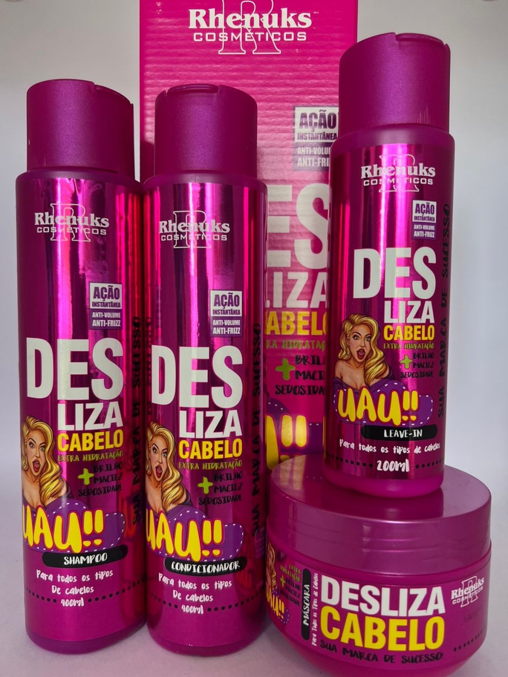 kit sh cond mascara finalizador desliza cabelo rhenuks