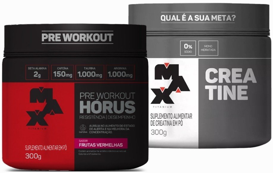 Kit Hórus 300g + Creatina 300g 100% Pura (Max Titanium)