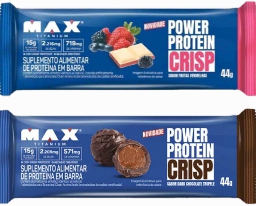 2 Barras 44g Cada POWER PROTEIN CRISP (Max Titanium)