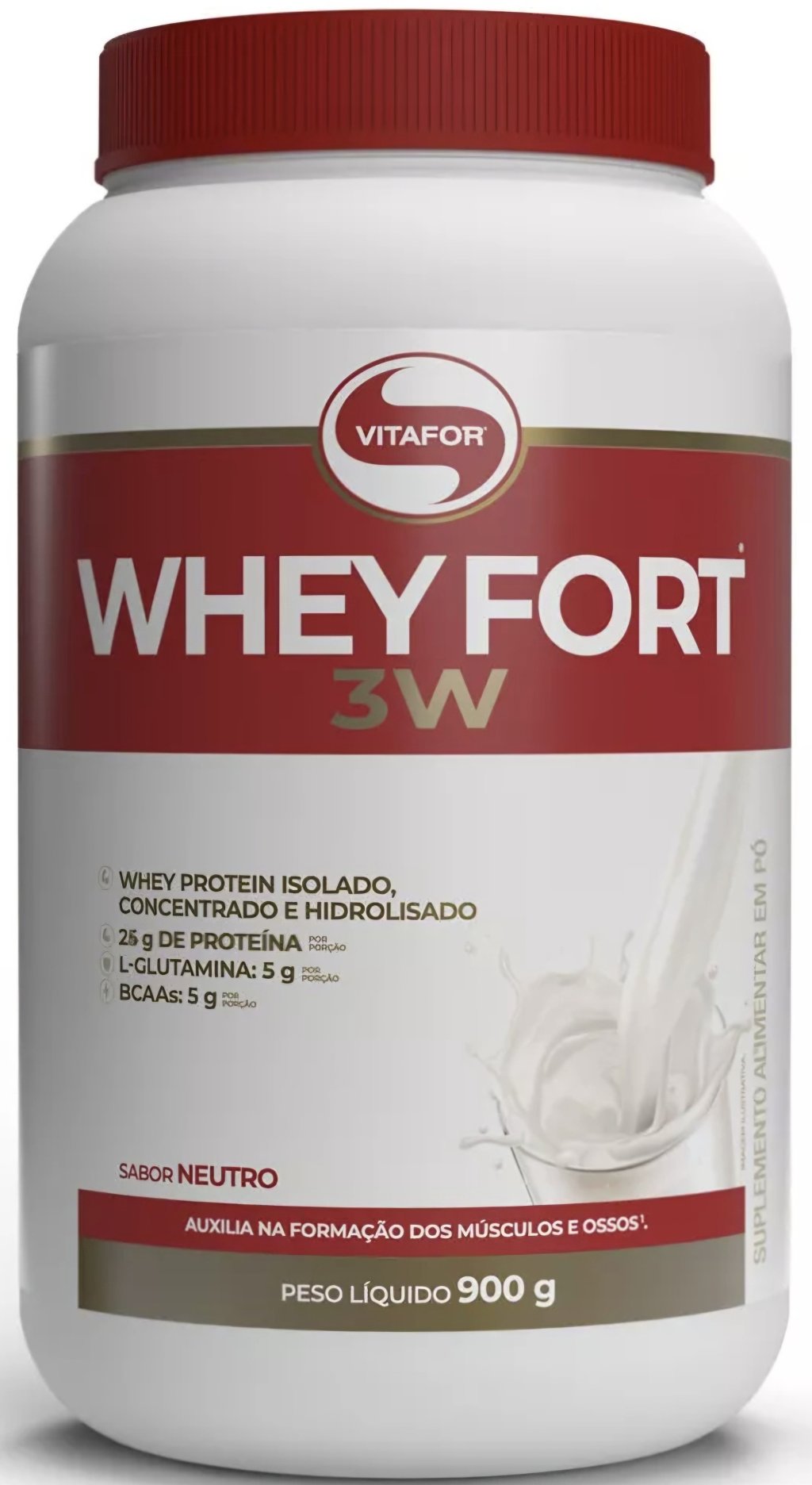 ✅FRETE-GRÁTIS Whey Fort 3W (Vitafor) 80% Concentrado, Isolado e Hidrolizado do leite